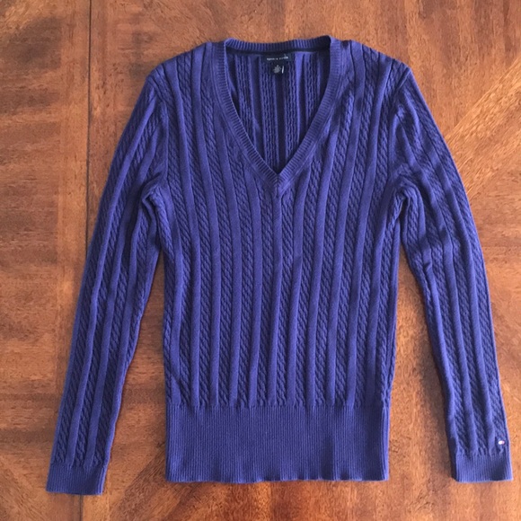 Tommy Hilfiger Jenny Cable-Knit V-Neck Sweater M - Picture 3 of 6